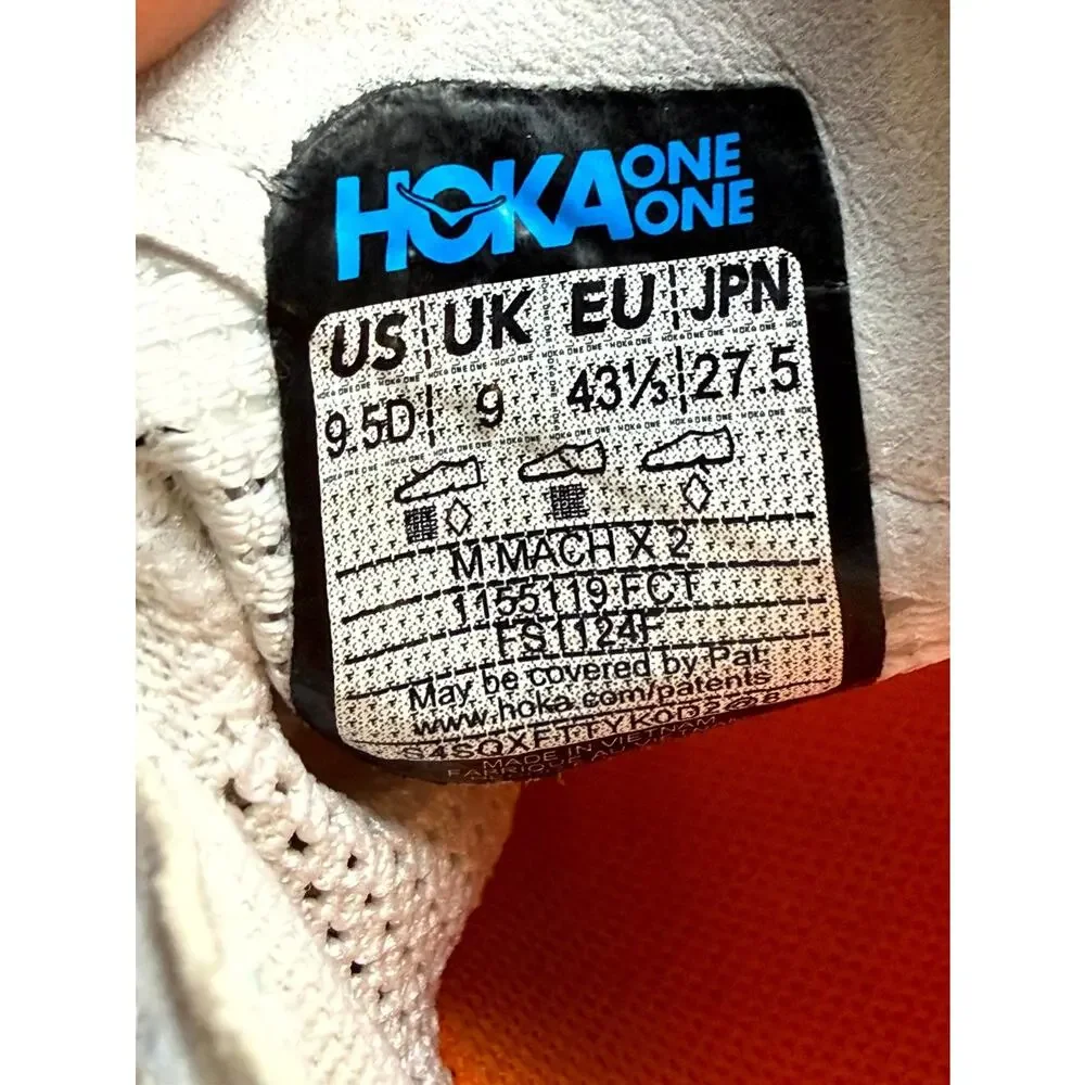 Hoka One One Mach X 2 1155119-FCT Athletic Sneaker Mens 9.5D Gray Mesh Running
